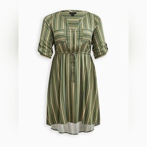 Torrid Mini Challis High-Low Shirt Dress in Green
